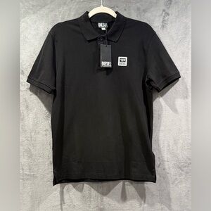 Diesel Mens Large Slim Fit Pique Cotton Black Polo Shirt T-SMITH New With Tags